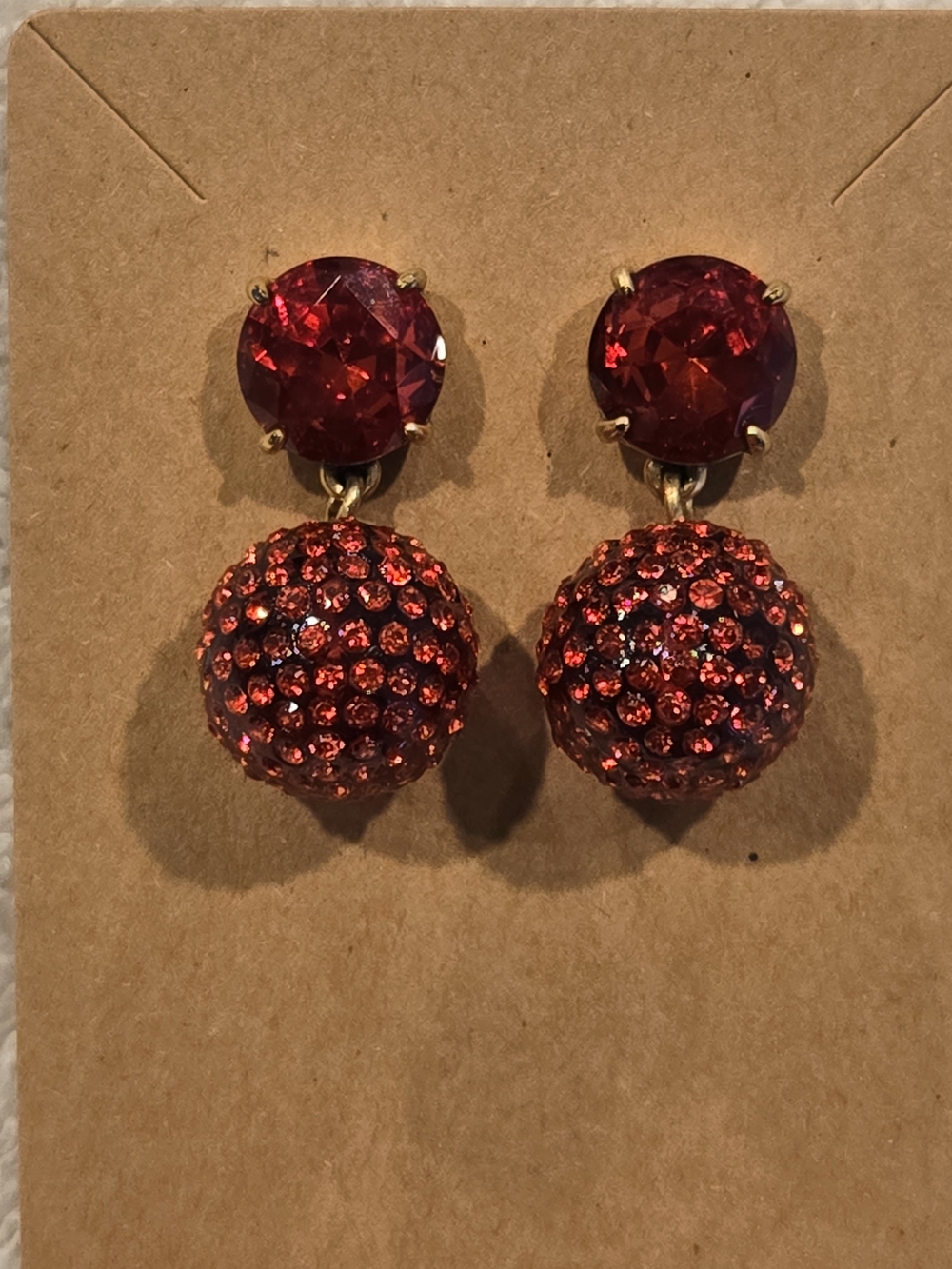 J. Crew Red Crystal Drop Dangle Earrings